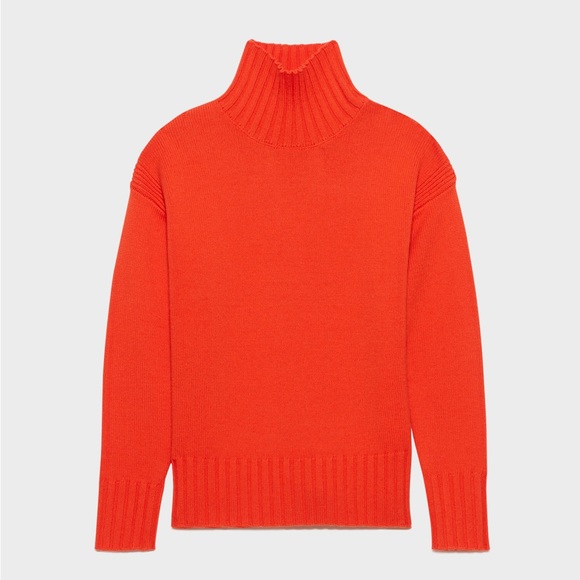 Comptoir des Cotonniers France Orange Wool High Neck Sweater Womens Pullover - Picture 3 of 13